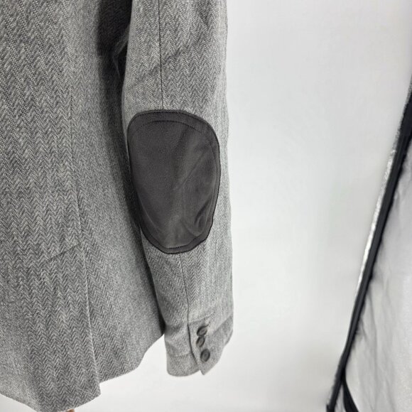 Loft Womens Gray Herringbone Blazer With Elbow Patches Size 6 - Picture 8 of 11